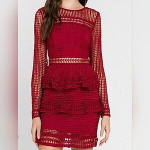 Anthropologie Endless Rose Red Eyelet Dress NWT